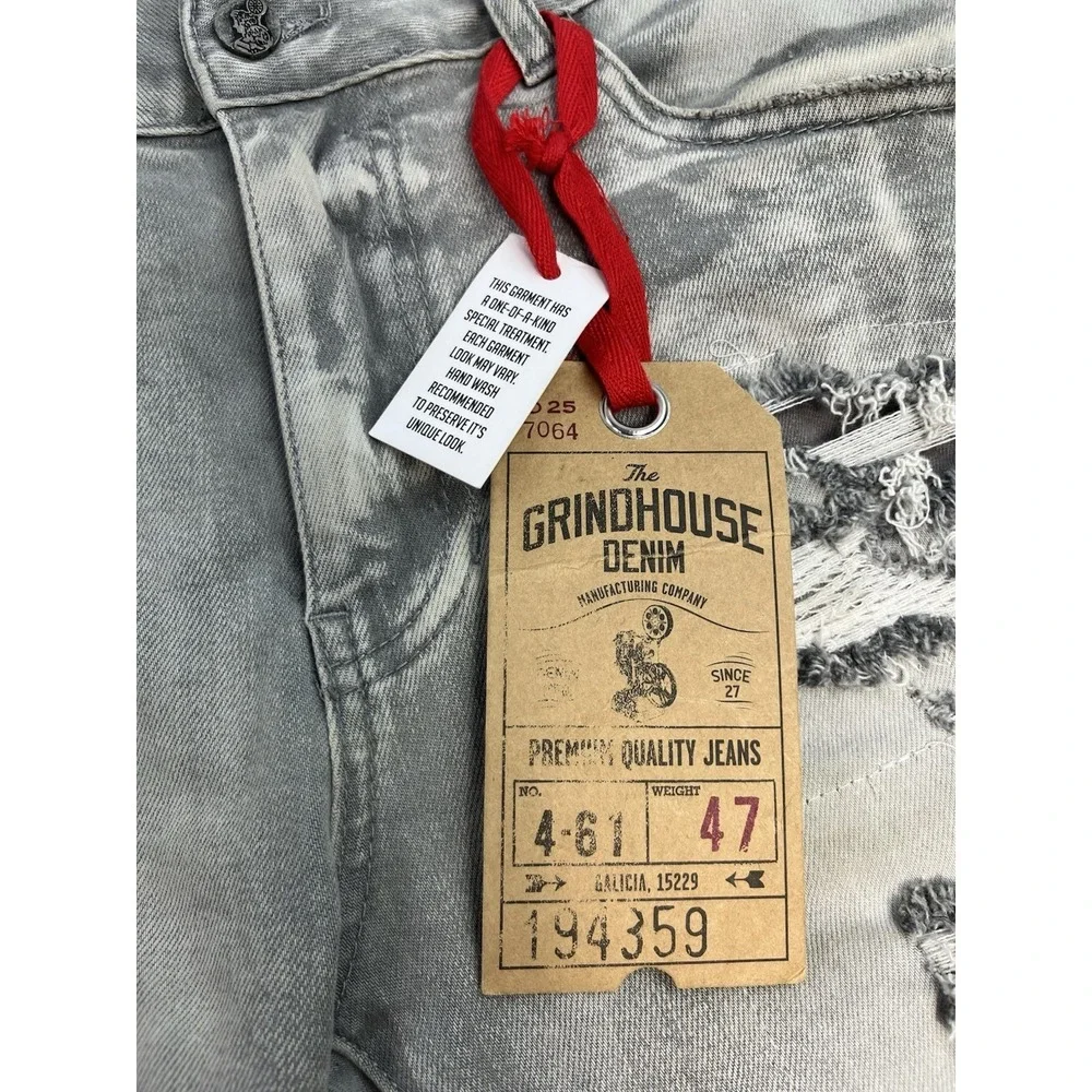 Grindhouse Denim Jean Shorts Men's Size 32 Gray Wash Distressed Bermuda NEW